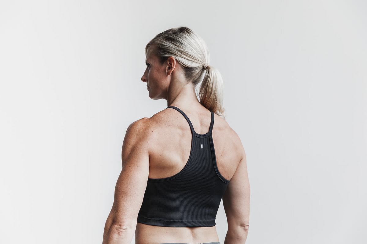 Nobull Halter Crop Ribbed Women's Tank Tops Black | Australia (ZP7859)